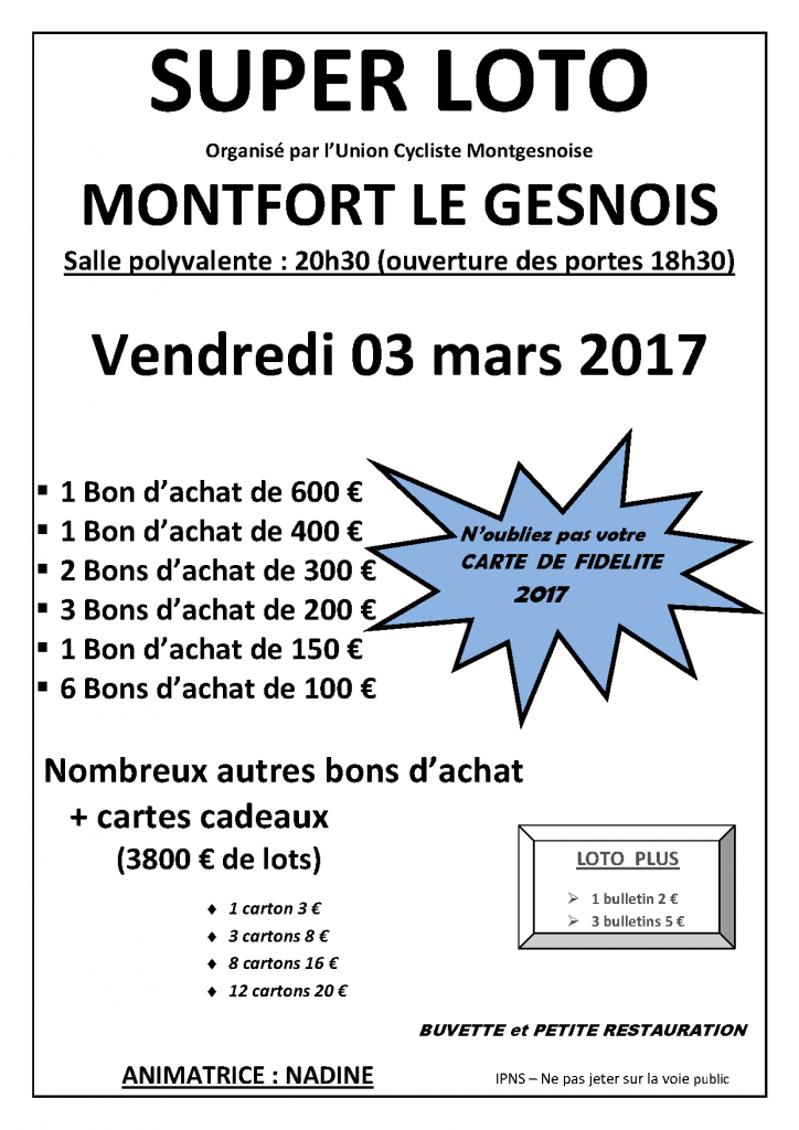 AFFICHE LOTO 03 mars 2017